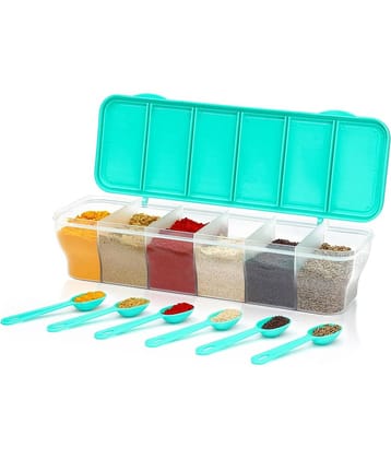 Dinely Masala Box Plastic Green Spice Container ( Set of 1 )