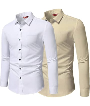 Yugnik Cotton Blend Slim Fit Full Sleeves Men's Formal Shirt - Black ( Pack of 2 )