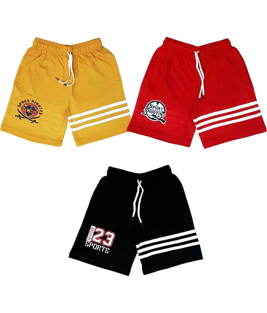 atlans Pack of 3 Cotton Blend Shorts For Boys ( Yellow )