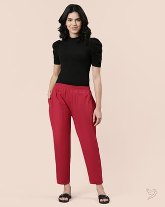 Cotton Kurti Pant - La Burgandy-S / La Burgandy