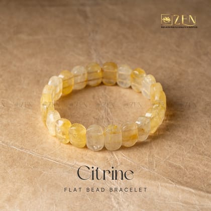 Citrine Flat Bead Bracelet-S - 6.5 inches (Women)