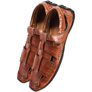 Jenja Comfortable Leatherite Men'S Sandals Js1Vo (Tan)