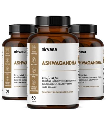 Nirvasa Ashwagandha Tablets For Men & Women(500 Mg) , 60 Tablets(Pack Of 3)