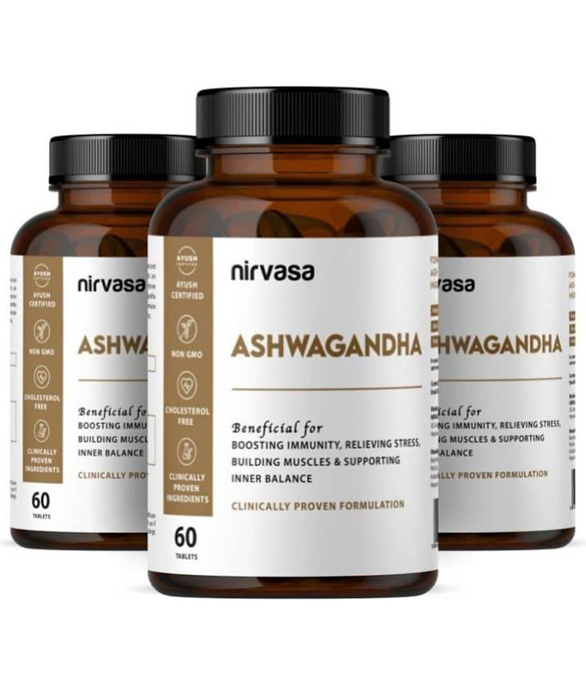 Nirvasa Ashwagandha Tablets For Men & Women(500 Mg) , 60 Tablets(Pack Of 3)
