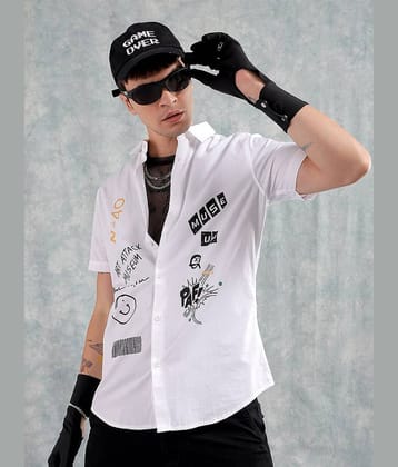 The Indian Garage Co Slim Fit Typography Printed  Pure Cotton Casual Shirt