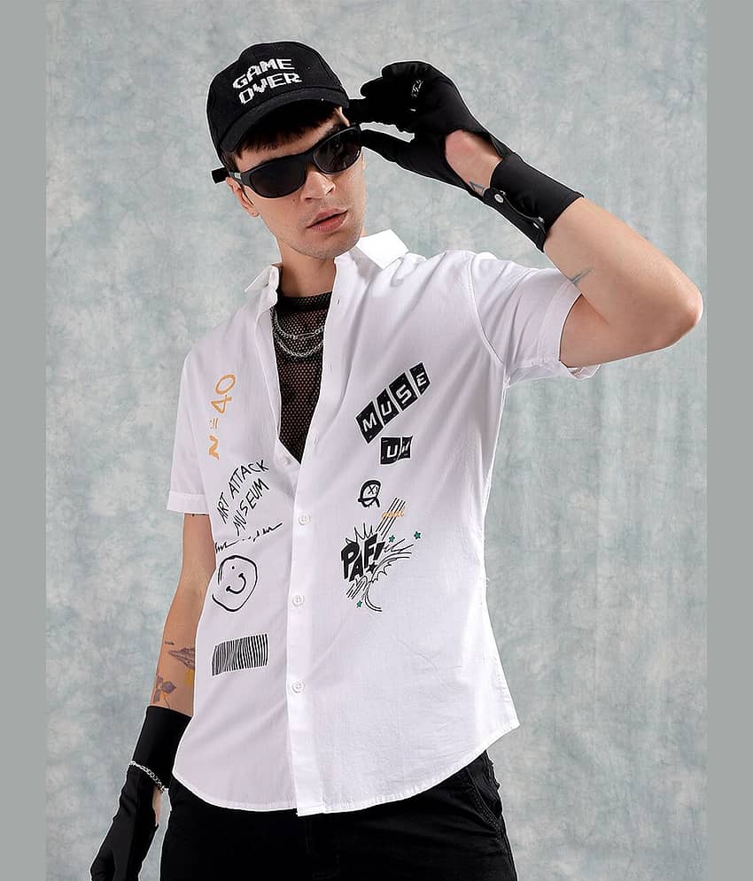 The Indian Garage Co Slim Fit Typography Printed  Pure Cotton Casual Shirt