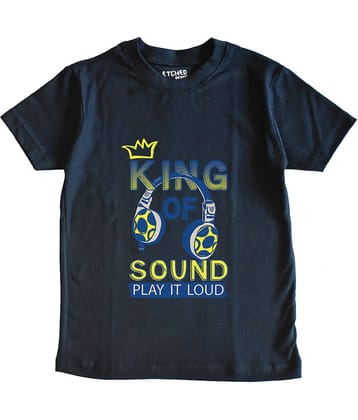 ETCHED DESIGN Pack of 1 Boys Cotton T-Shirt ( Navy Blue )