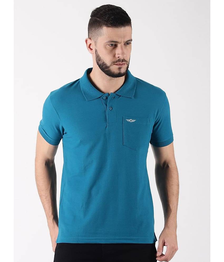 Force NXT Pack of 1 Cotton Regular Fit Solid Half Sleeves Men's Polo T Shirt ( Blue )