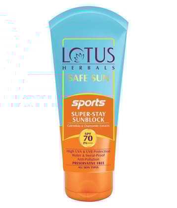Lotus Herbals Safe Sun Sports Super-Stay Sun Block SPF 70 80g