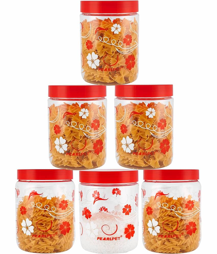 PearlPet - Red Polyproplene Food Container ( Pack of 6 )