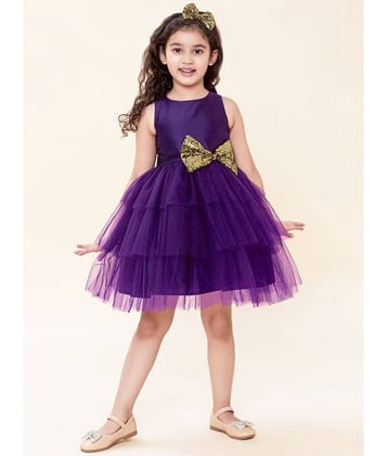 A.T.U.N. Net Fit And Flare Dress For Girls ( Pack of 1 , Purple )