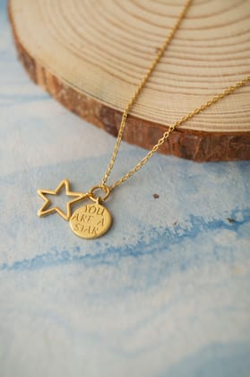 You are A Star Sterling Silver Charm Pendant With Chain-Gold / 18 inches Adjustable upto 20 inches