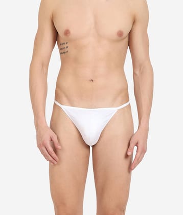 La Intimo Pack of 1 Polyester G-String For Men's ( White )