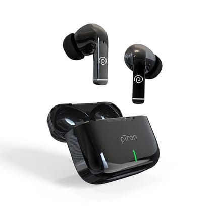 pTron Basspods P251+ TWS Earbuds w/ 50Hrs Playtime, 12mm Drivers, Dual HD Mic & AI-ENC Calls, Movie Mode, Touch Controls, in-Ear Bluetooth 5.1 Wireless Headphones, Type C Charging & IPX4 (Jet Black)