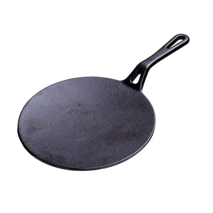 Aarogyam Cast Iron Roti /Chapati Tawa with Long Handle 10 inch (25 cm) | Pre-Seasoned | Non-Toxic | Naturally Non-Stick | Compatible with Gas Stove - Perfect for crispy parathas and rotis (Colour - Black) by Aarogyam - The Cast Iron Shop