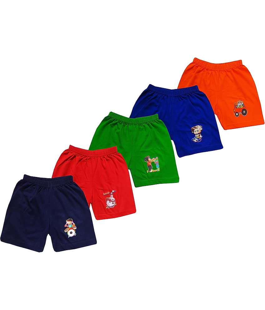 little PANDA Boy's Soft Cotton Regular Shorts, Multicolour (Pack of 5)