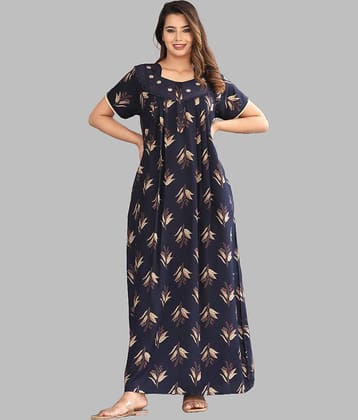 G4Girl Blue Rayon Women's Nightwear Nighty & Night Gowns ( Pack of 1 )