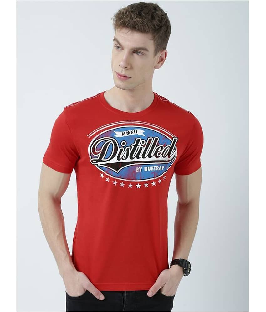 Huetrap Pack of 1 Cotton Regular Fit Men's T-Shirt ( Red )