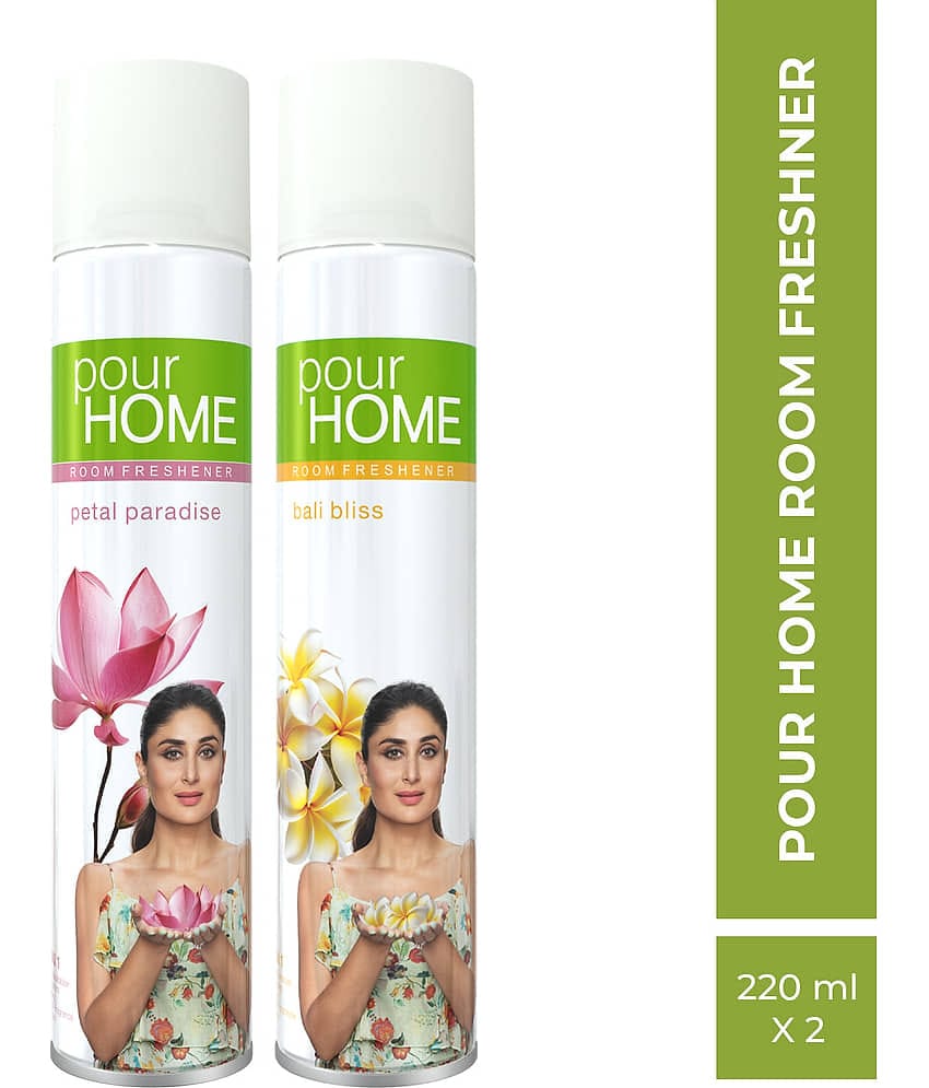 POUR HOME Petal Paradise & Bali Bliss Room Freshener Spray 220ml Each (Pack of 2)