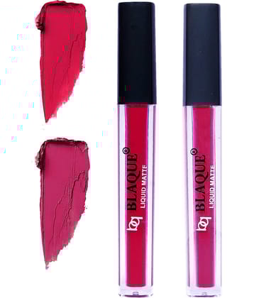 bq BLAQUE Matte Liquid Lipstick Combo Set of 2 Pcs 4ml each, Long Lasting & Waterproof - Ruby Red & Dark & Bold Pink