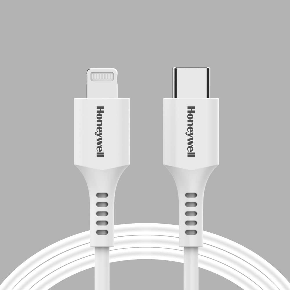 Honeywell Type C to iPhone Lightning Silicone cable MFI-certified, QC 3.0, PD 87W with Max Output 3A,Fast Charge & Sync Cable for iPhone- 6 Feet (1.8M)- White