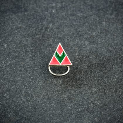 Trikone Enamel Silver Nose Pin( Wire Type)