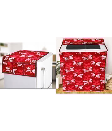 E-Retailer Set of 2 Polyester Maroon Washing Machine Cover for Universal Semi-Automatic