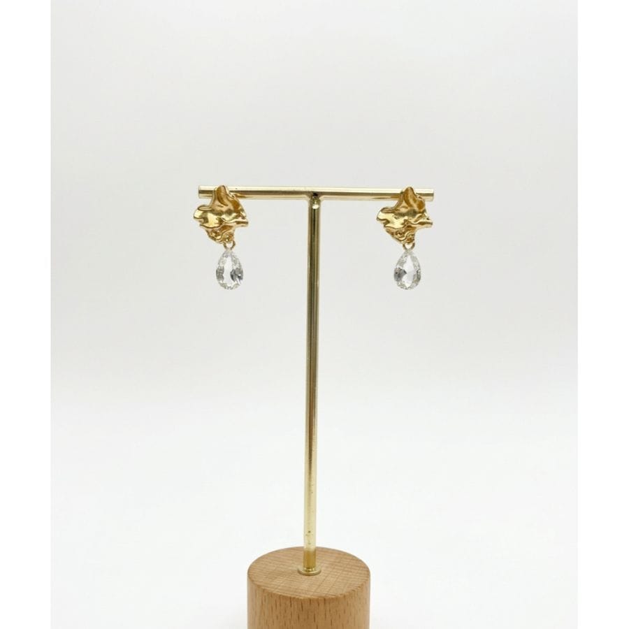 Earrings Gold-Toned Textured Drop