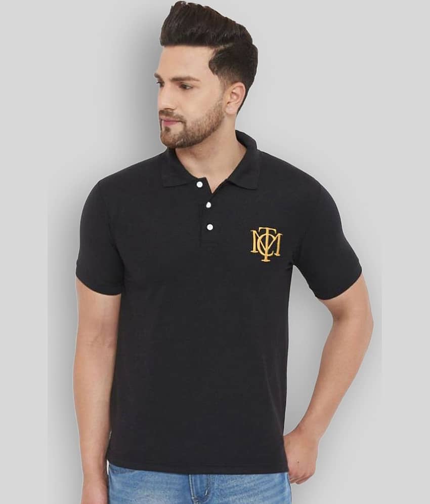 The Million Club Pack of 1 Polyester Regular Fit Solid Half Sleeves Men's Polo T Shirt ( Black )