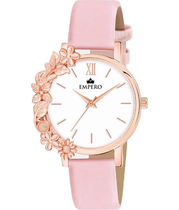 EMPERO Pink Leather Analog Womens Watch