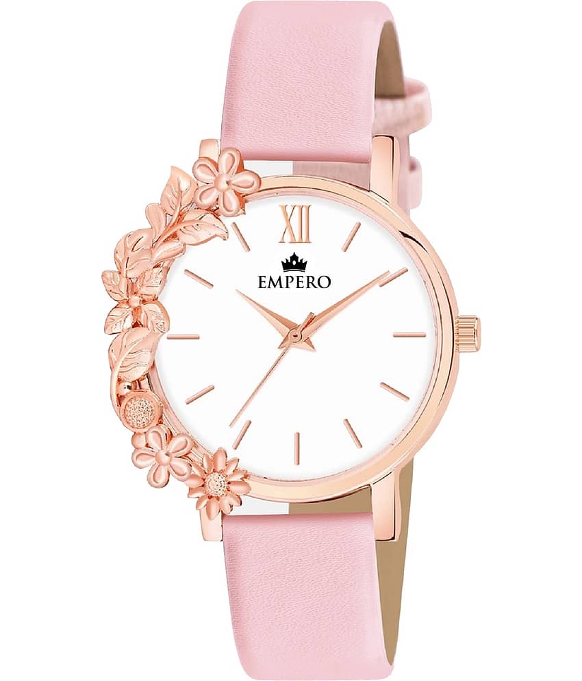 EMPERO Pink Leather Analog Womens Watch