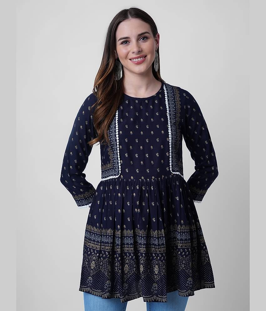 GOD BLESS - Blue Rayon Women's Tunic ( Pack of 1 )