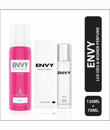 Envy Luv Deo 120ml & Envy Natural Spray Women 70 ml (Pack of 2)