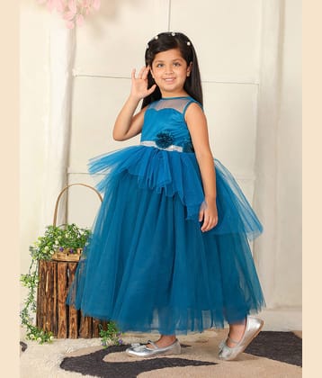 Toy Balloon Kids Net Gown For Girls ( Pack of 1 , Blue )