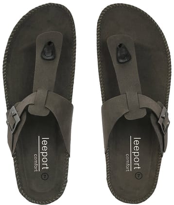 Leeport Grey Men's Leather Slipper