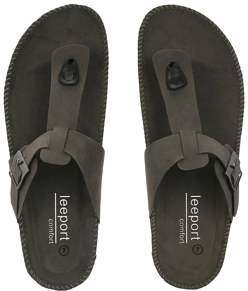 Leeport Grey Men's Leather Slipper