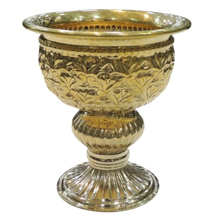 Handcrafted Brass Decorative Bowl With Stand | Handcrafted Home Decor Centerpiece, Height : 4.6 Inch (ATMAS073 B)