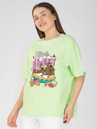Life is Sweet Women Oversized T-Shirt-Pistachio Green / XS