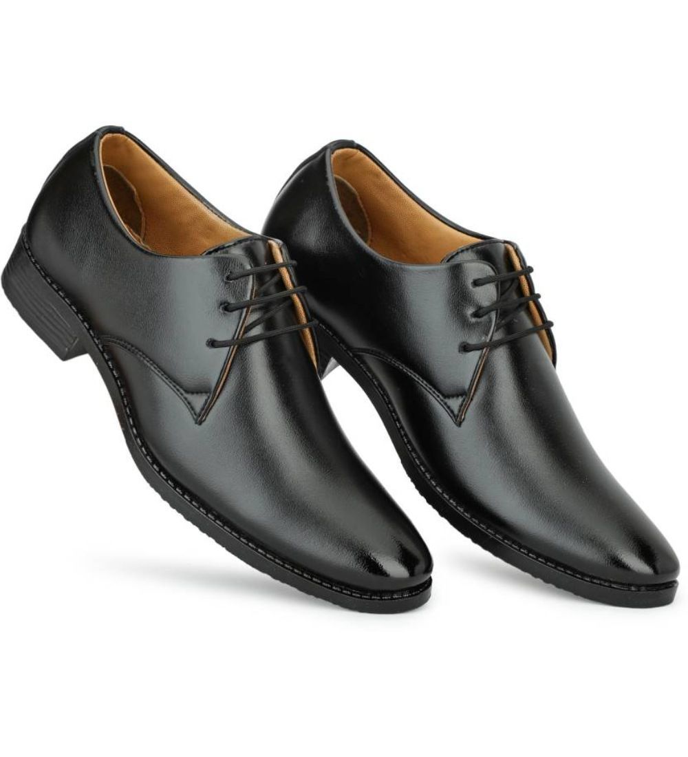 Mens Faux Leather Formal Shoes Size 10 (Black)