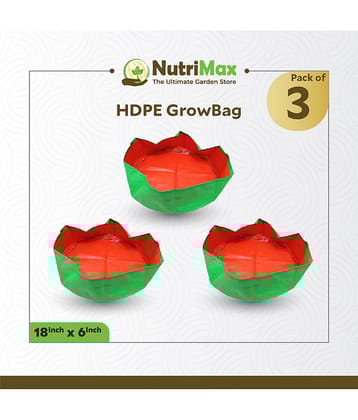 Nutrimax 200 GSM HDPE Grow Bags 18 inch x 6 inch Pack of 3 Outdoor Plant Bag