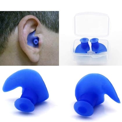 Rudra Waterproof Swimming Professional Silicone Earplugs for Adult Swimmers Children Ear Plug (Blue)