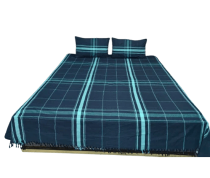 Dhaga Vishwas Ka Black Green Check Handloom Cotton Bedsheet