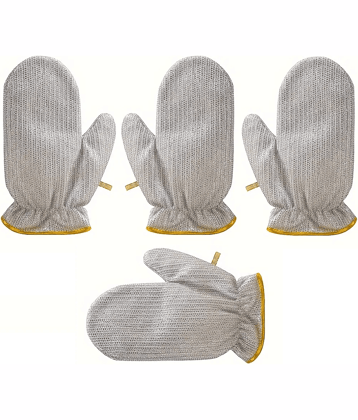 Pack of 4 (2 Pair) Steel Wire Dishwashing Gloves, Pair, Safety Washing Dish Gloves for Cleaning Dishwasher, Lightweight