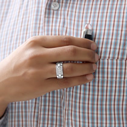 Universal Men Silver Watch Style Ring for Men-8