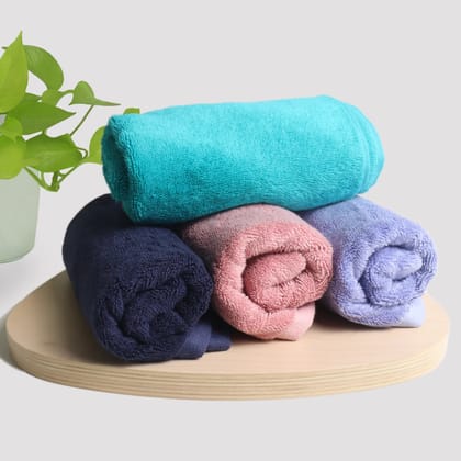 Heelium Bamboo Hand Towels - Set of 4-Peach | Deep Blue | Ocean Teal | Pale Iris
