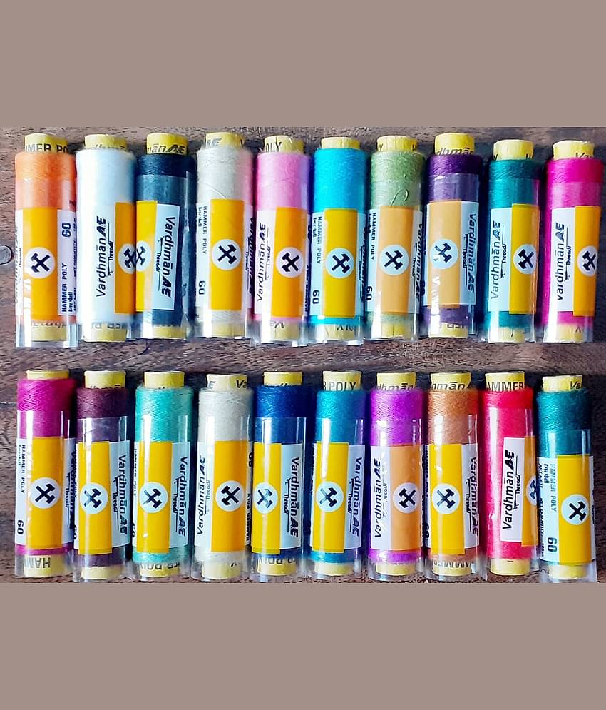 Sewing Threads Vardhman Hammer Poly 180 Meter 20 Reels Multicolor for Home, Tailoring, Art & Craft