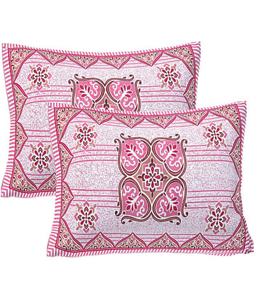 AJ Home - Pack of 2 Cotton Ethnic Regular Pillow Cover ( 68.58 cm(27) x 43.18 cm(17) ) - Pink