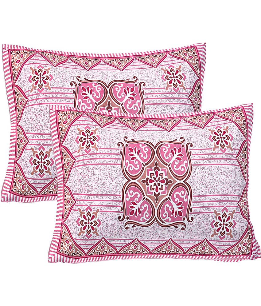 AJ Home - Pack of 2 Cotton Ethnic Regular Pillow Cover ( 68.58 cm(27) x 43.18 cm(17) ) - Pink
