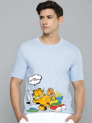 Garfield Half Sleeve T-Shirt-Sky Blue / XXL