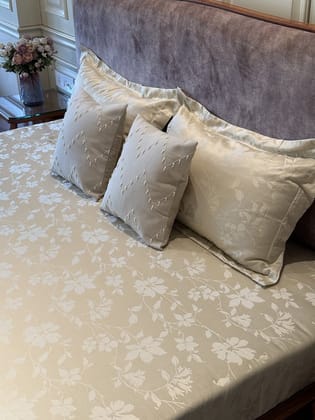 KRI India Bloom Ivory Cream Bedsheet Set| Ivory | 100x108 inches | Wash & Care | 100% Cotton | Handcrafted in India. 100% organic & natural.